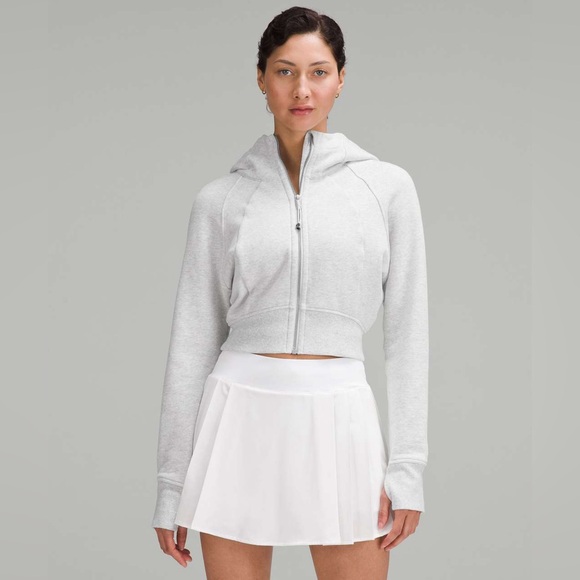 Lululemon Scuba Full-Zip Cropped Hoodie Womens 0 Heathered Light Gray - Picture 1 of 6